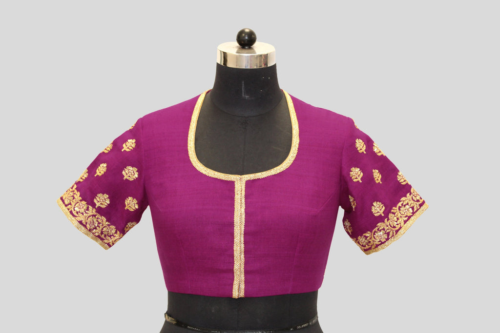 Dupion Silk Traditional Buti Wine Blouse
