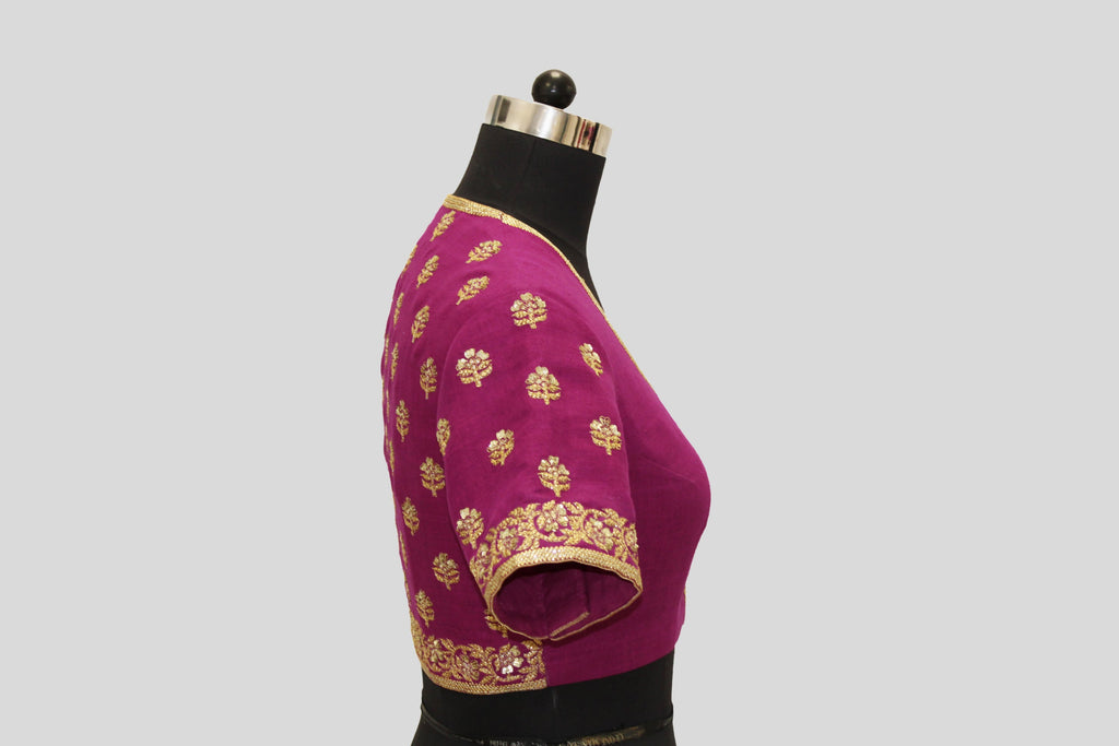 Dupion Silk Traditional Buti Wine Blouse