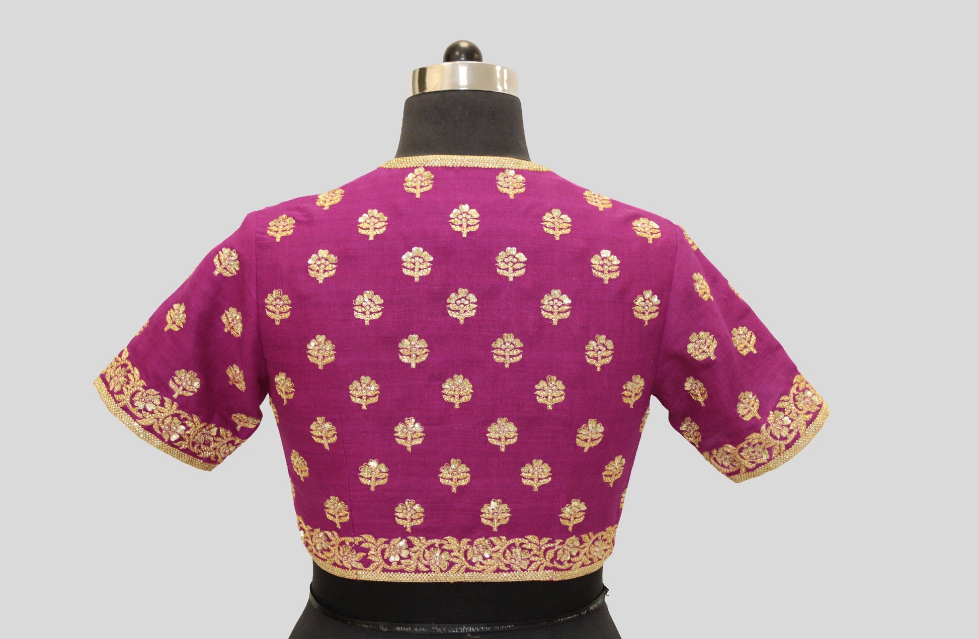 Dupion Silk Traditional Buti Wine Blouse
