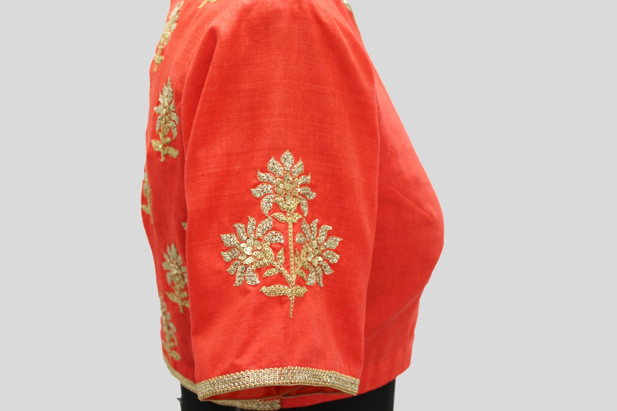 Matka Silk Big Flower Buta Orange Blouse