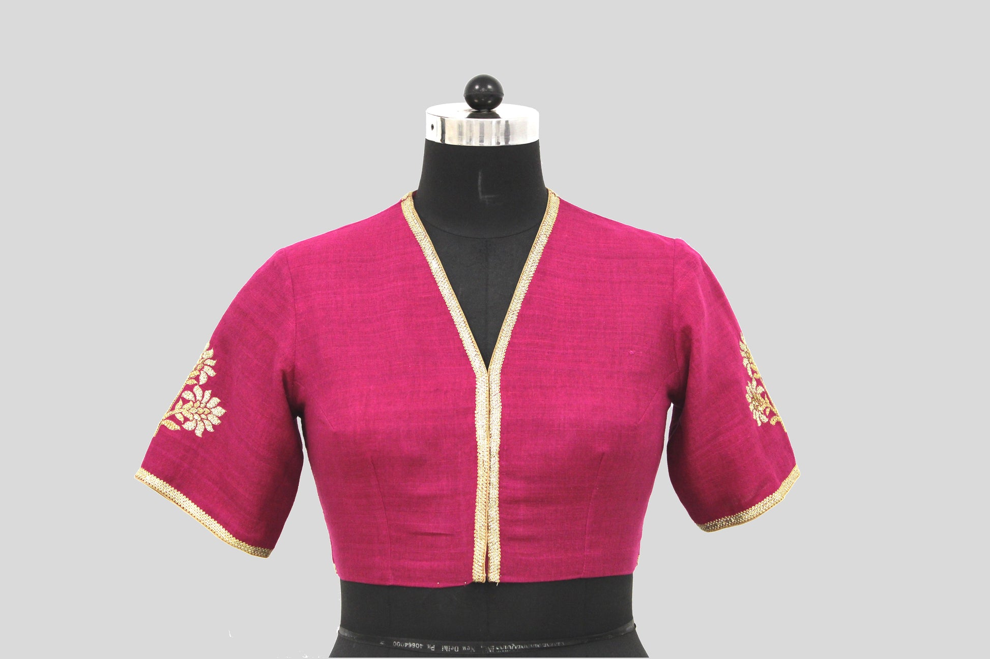Dupion Silk Big Flower Buta Wine Blouse