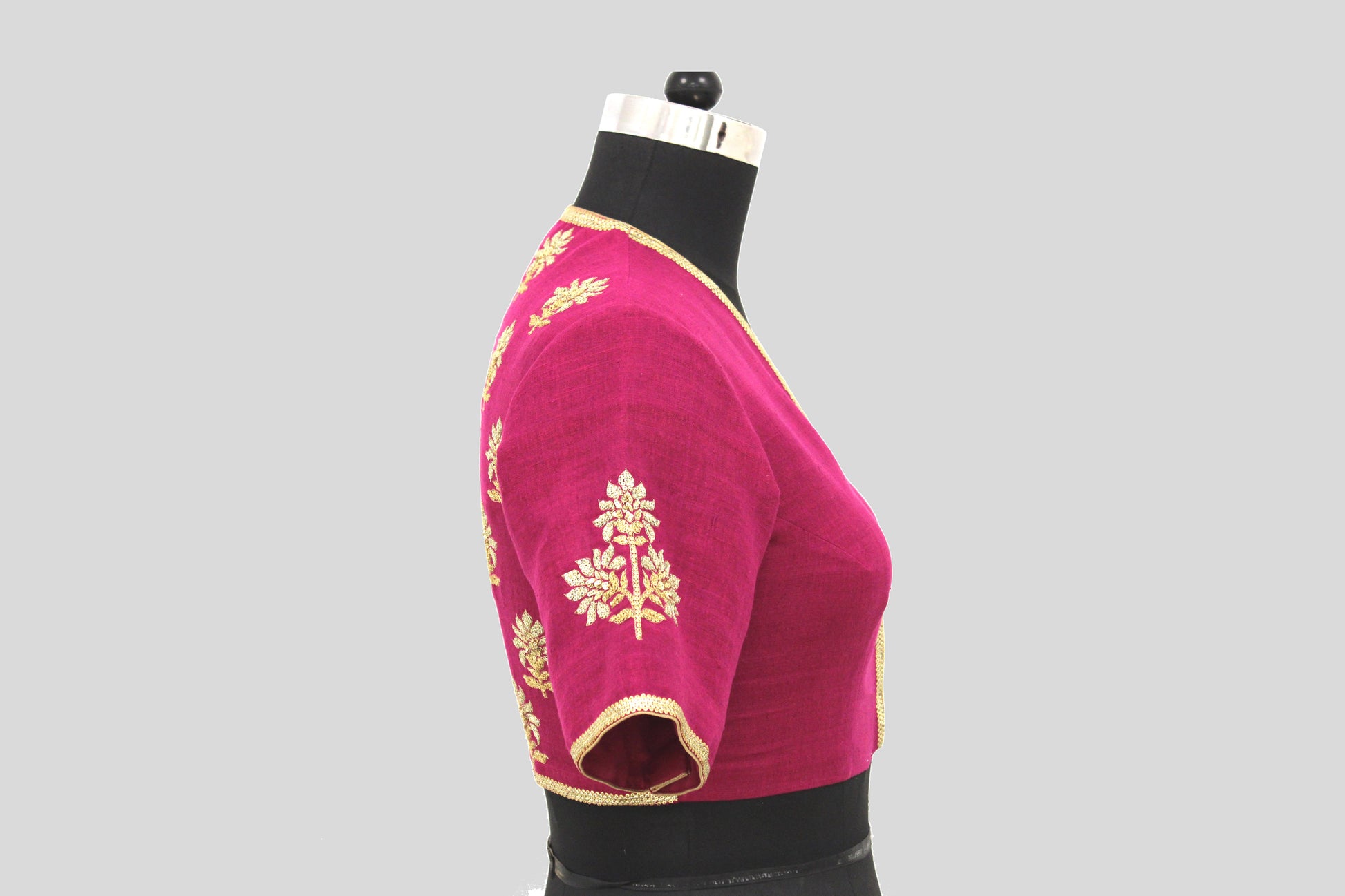 Dupion Silk Big Flower Buta Wine Blouse