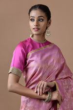 Load image into Gallery viewer, Banarasi Satin Tropical Leaf Jaal Saree
