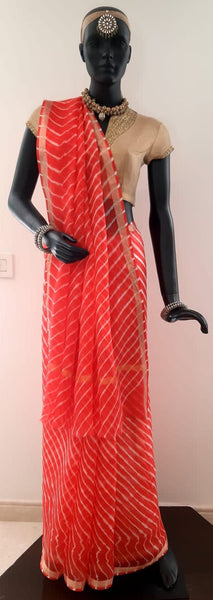 Buy Pink Pure Tussar Silk Hand-Dyed Leheriya Saree for Women Online @ Tata  CLiQ Luxury