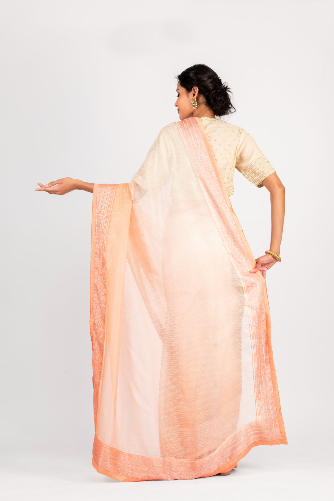 Kota Silk 3 Shade Ombre Saree with Embroidered Chawal Tanka Border