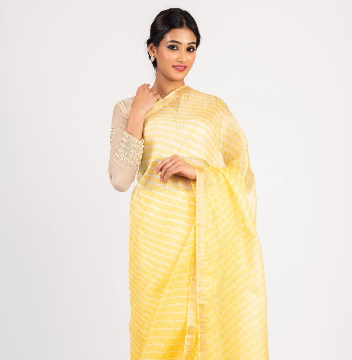 Buy Handcrafted Pure Kota Silk Orange Yellow Leheriya Saree by GEROO BY  NEELAM at Ogaan Market Online Shopping Site