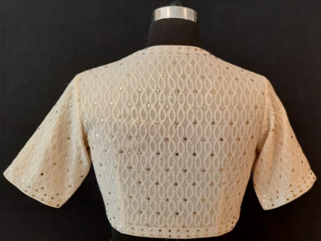 Tissue Chanderi Chikankari Robe Design Off White Blouse