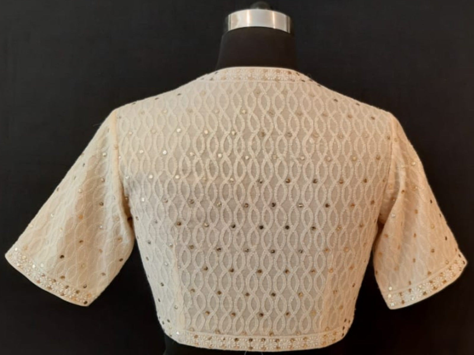 Tissue Chanderi Chikankari Robe Design Off White Blouse