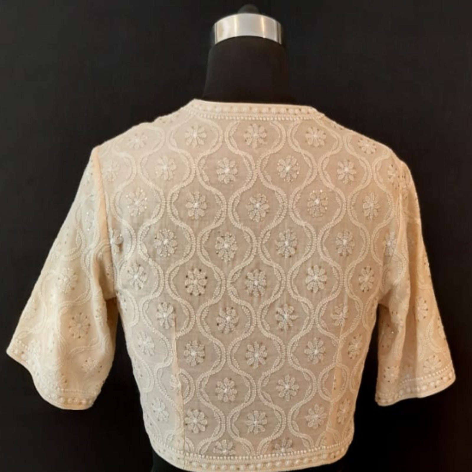 Tissue Chanderi Chikankari Kyarian Design Off White Blouse