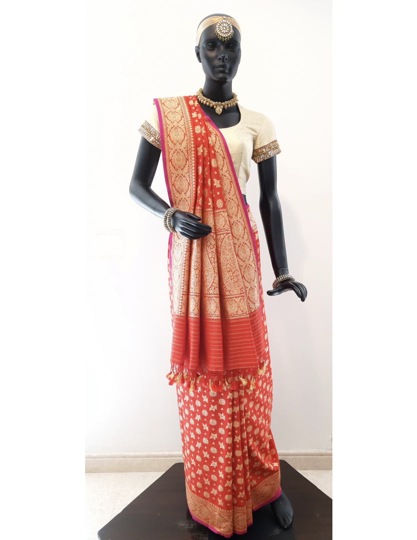 Banarasi Silk Old Legacy Red Red Saree