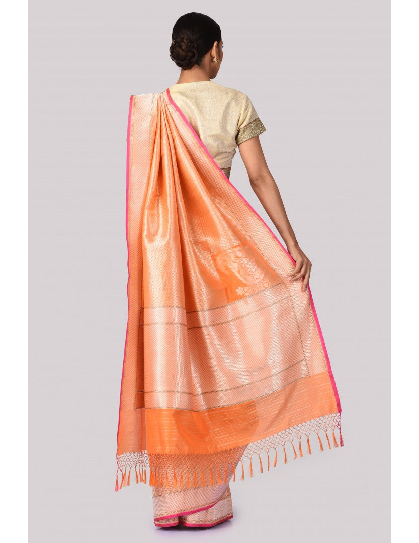 Banarasi Danedar Brocade with Konia Orange Saree